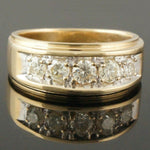 Solid 14K Yellow Gold & .75 Cttw Diamond Wedding Anniversary Band Estate Ring