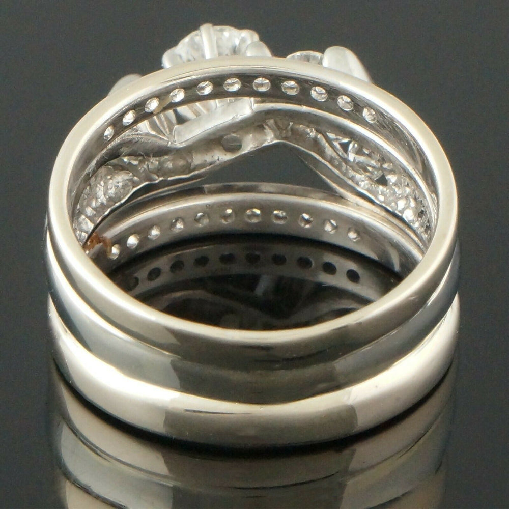Solid 14K White Gold 1.14 CTW Diamond Wedding, Estate Engagement Ring Set, Olde Towne Jewelers, Santa Rosa CA.