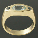 Solid 14K Yellow Gold, 1.70 Ct Aquamarine & .24 Ctw Sapphire Estate Ring