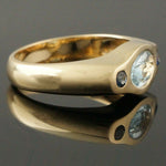 Solid 14K Yellow Gold, 1.70 Ct Aquamarine & .24 Ctw Sapphire Estate Ring, Olde Towne Jewelers, Santa Rosa CA.