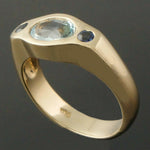 Solid 14K Yellow Gold, 1.70 Ct Aquamarine & .24 Ctw Sapphire Estate Ring, Olde Towne Jewelers, Santa Rosa CA.