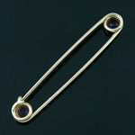 Solid 14K Yellow Gold & .80 Cttw Amethyst Diaper Safety Pin, Brooch, 2 1/4"