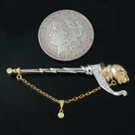 Solid 18K Gold & .40 Cttw Diamond Panther Sword Estate Chatelaine Brooch, Pin, Olde Towne Jewelers, Santa Rosa CA.