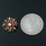 Retro Solid 14K Rose Gold & .40 Ct OMC Diamond Burst Estate Brooch, Pendant, Olde Towne Jewelers, Santa Rosa CA.