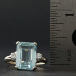 Solid 14K White Gold, 8.0 Ct Aquamarine & Diamond Accent Estate Cocktail Ring, Olde Towne Jewelers, Santa Rosa CA.