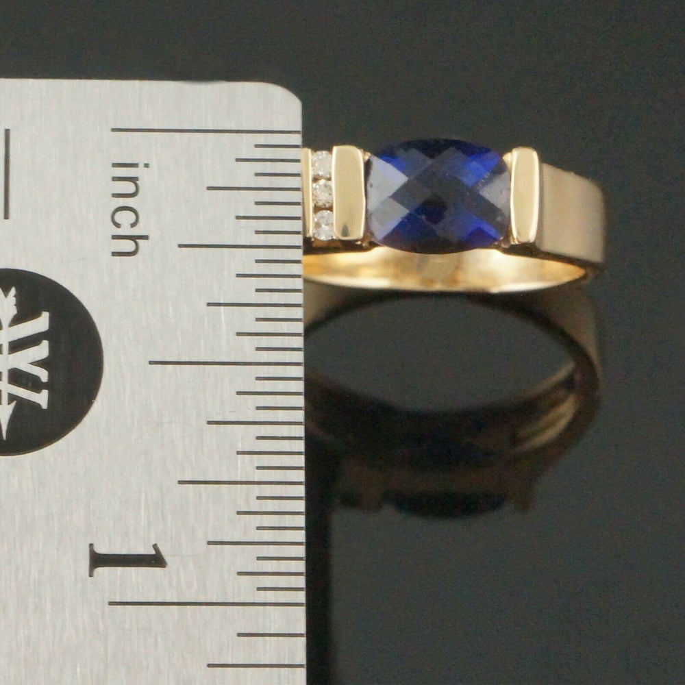 Solid 14K Yellow Gold, 1.22 Ct Sapphire & Channel Diamond Accent Estate Ring, Olde Towne Jewelers, Santa Rosa CA.