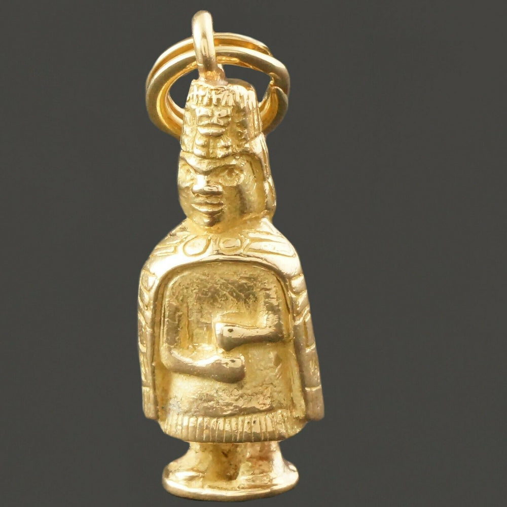 Solid 14K Yellow Gold, 3D Detailed Ancient Egyptian Pharaoh Charm, Pendant