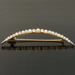 Antique c-1900 Solid 14K Gold, Seed Pearl & OMC Diamond Crescent Moon Pin Brooch, Olde Towne Jewelers Santa Rosa Ca.