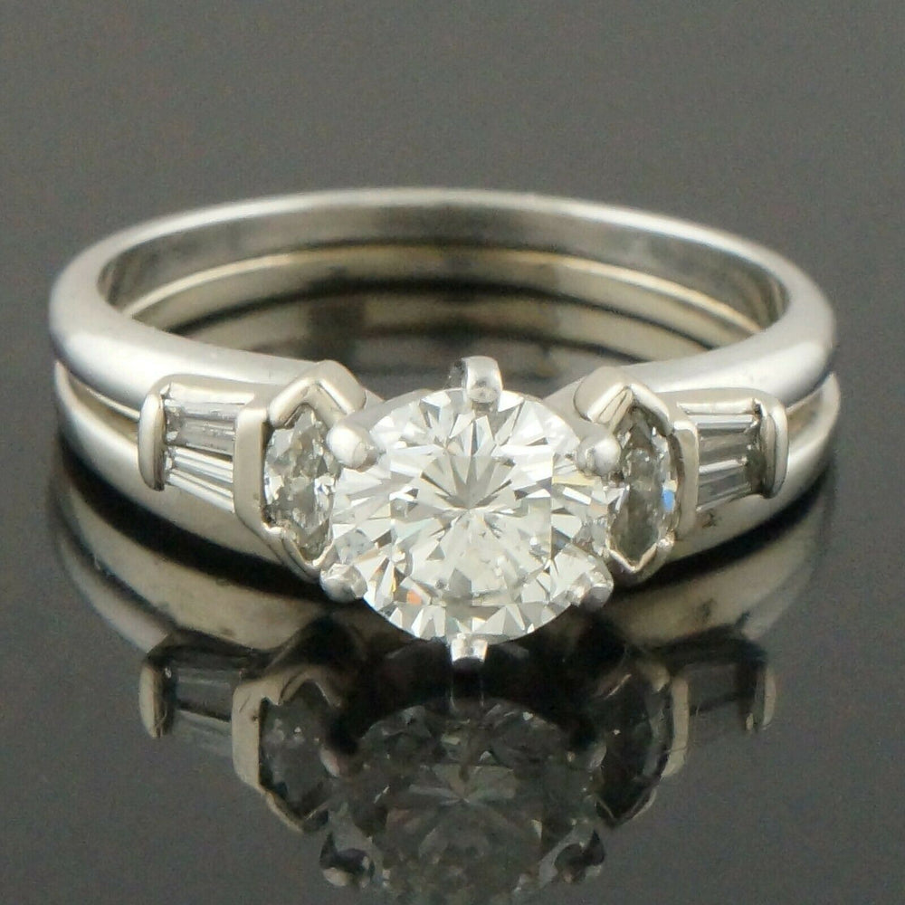 Vintage Platinum 1.00 Ct Center, 1.22 CTW Diamond Estate Wedding Engagement Ring, Olde Towne Jewelers, Santa Rosa CA.