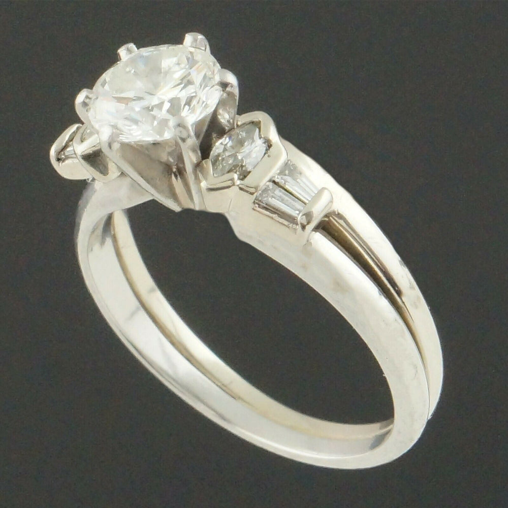 Vintage Platinum 1.00 Ct Center, 1.22 CTW Diamond Estate Wedding Engagement Ring, Olde Towne Jewelers, Santa Rosa CA.