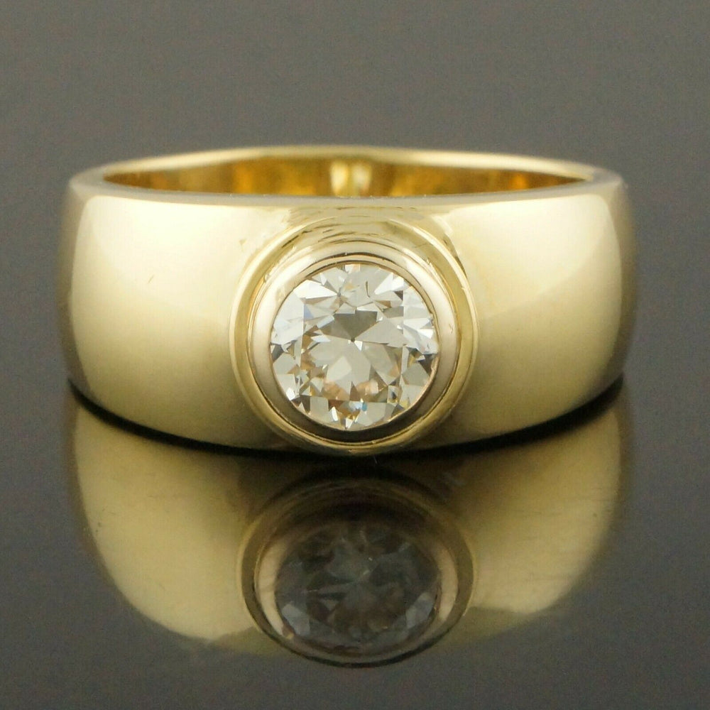 Heavy Solid 18K Gold & 1.10 Ct Transitional Cut Diamond Engagement, Wedding Ring