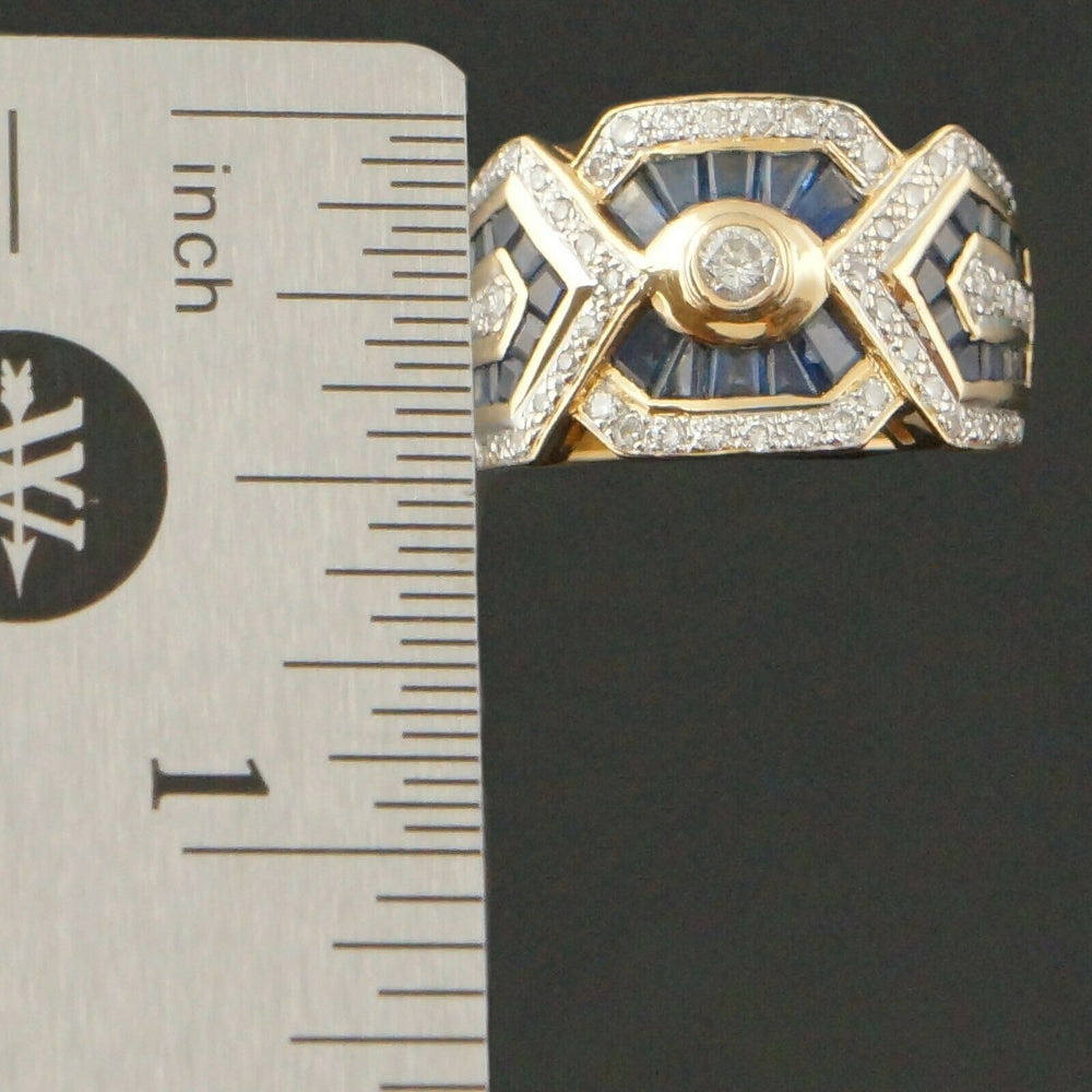 Solid 18K Gold & 2.30 CTW Baguette Sapphire & .70 CTW Diamond Estate Cigar Band, Olde Towne Jewelers, Santa Rosa CA.