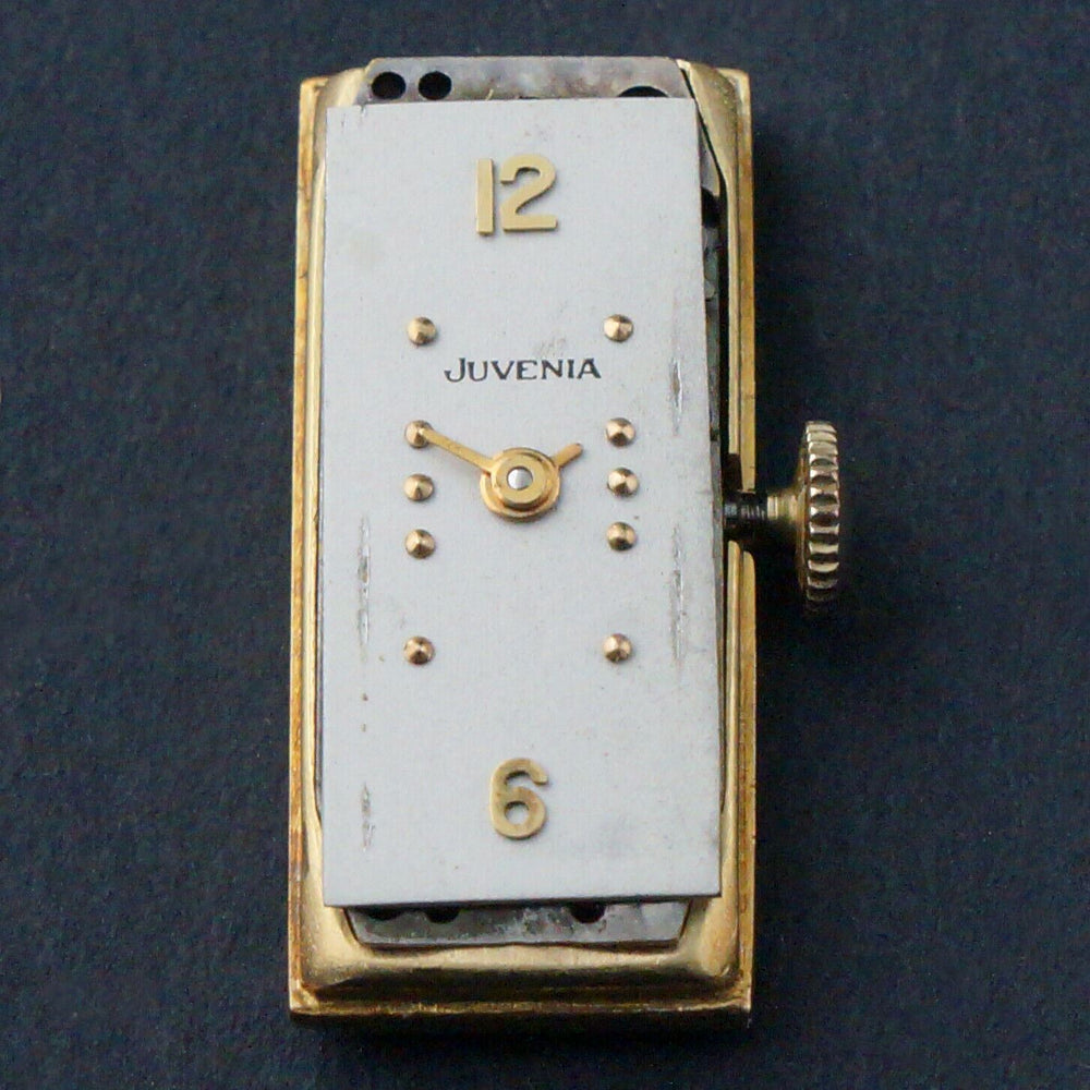 Vintage Juvenia 18K Solid Gold Lady's Baguette Watch, Flexible Lugs, Olde Towne Jewelers, Santa Rosa CA.