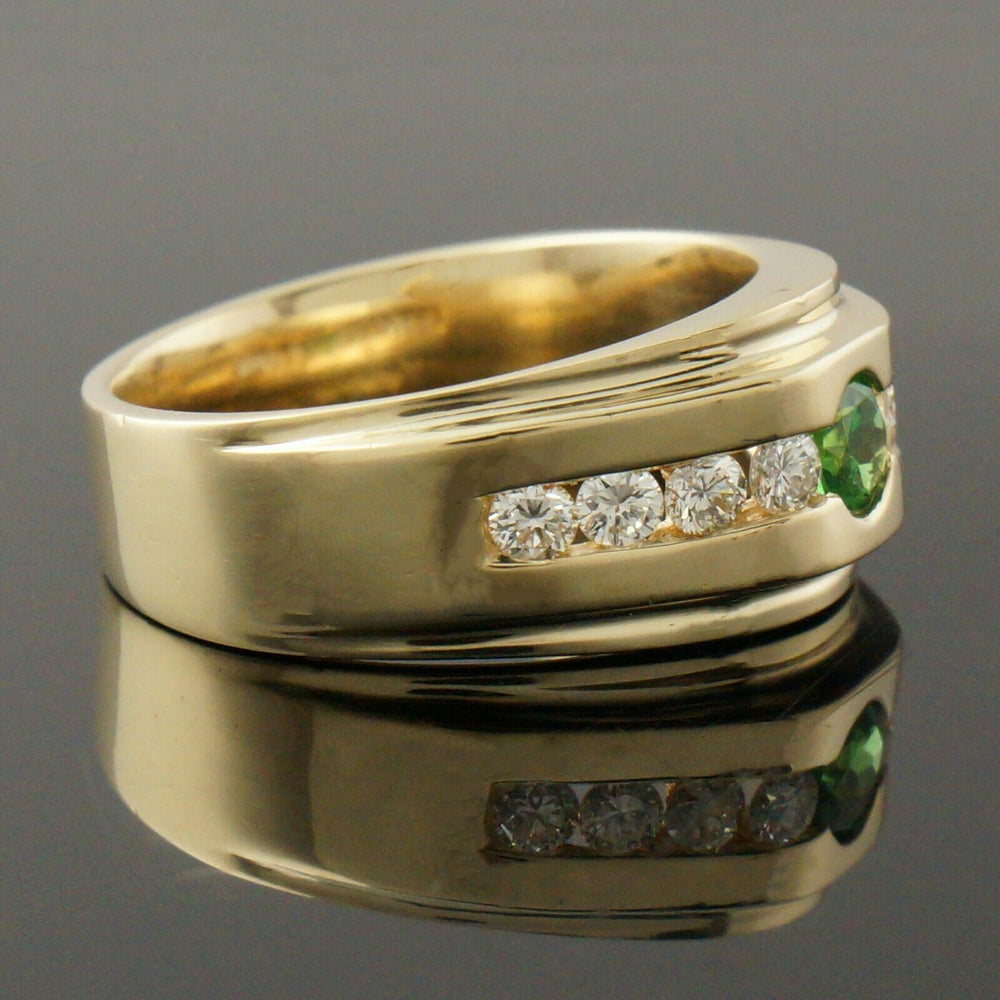 Heavy Solid 14K Yellow Gold .60 Ct Tsavorite Garnet .72 CTW Diamond Estate Ring, Olde Towne Jewelers, Santa Rosa CA.