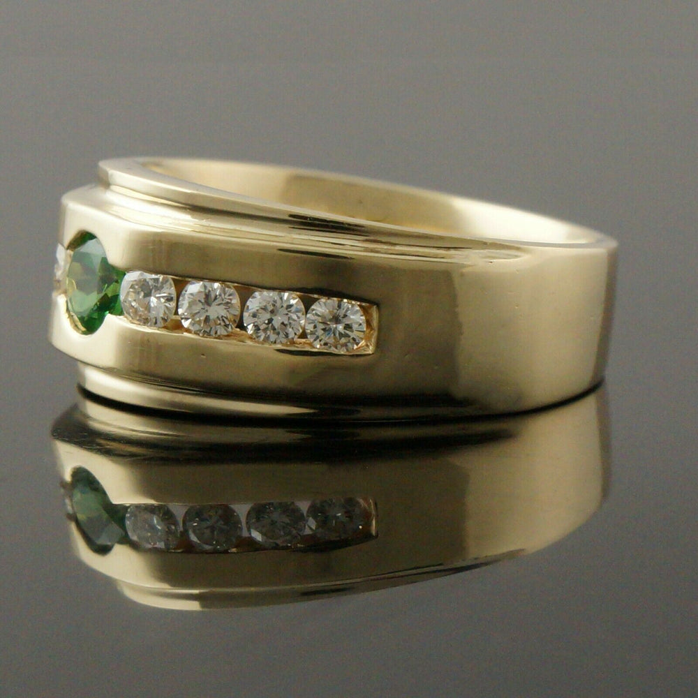 Heavy Solid 14K Yellow Gold .60 Ct Tsavorite Garnet .72 CTW Diamond Estate Ring, Olde Towne Jewelers, Santa Rosa CA.