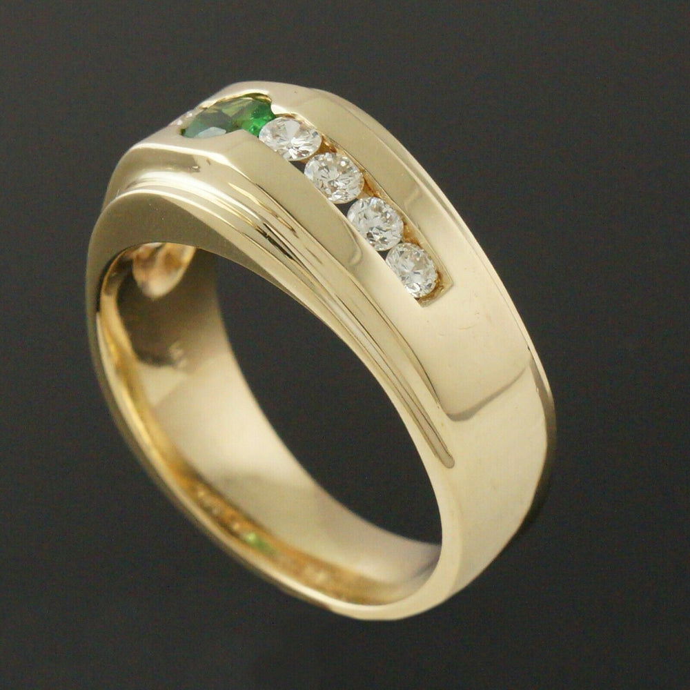 Heavy Solid 14K Yellow Gold .60 Ct Tsavorite Garnet .72 CTW Diamond Estate Ring, Olde Towne Jewelers, Santa Rosa CA.