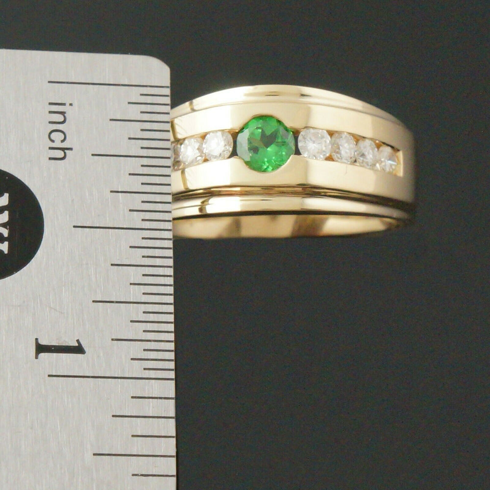 Heavy Solid 14K Yellow Gold .60 Ct Tsavorite Garnet .72 CTW Diamond Estate Ring, Olde Towne Jewelers, Santa Rosa CA.