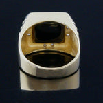 Unique Modernist Solid 14K Yellow Gold Onyx & Diamond President Style Man's Ring, Olde Towne Jewelers, Santa Rosa CA.
