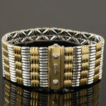 Chimento Reversible Solid 18K Two Tone Gold & Diamond Bracelet, 30mm Wide, 74.5g, Olde Towne Jewelers Santa Rosa Ca.