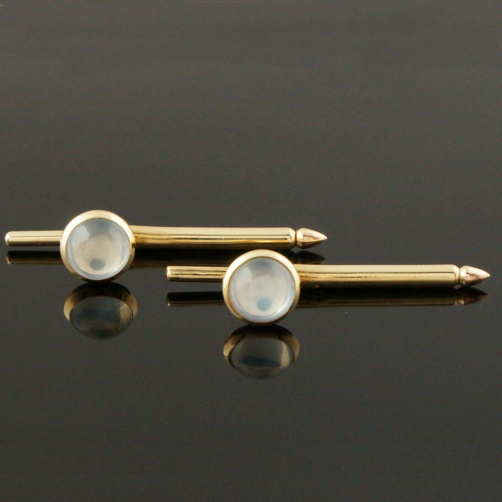 Antique Solid 14K Yellow Gold & Moonstone Cabochon Men's Shirt Studs