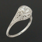 1920's Art Deco Solid 18K Gold, .47 CTW OEC Diamond Filigree Ring, Olde Towne Jewelers Santa Rosa Ca.