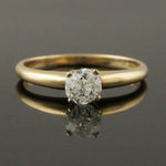 Solid 14K Yellow Gold & .46 Carat Old Mine Cut Diamond Wedding, Engagement Ring