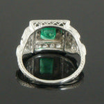 Rare Art Deco Platinum .75 CTW Emerald & .32 CTW Diamond Wedding Engagement Ring, Olde Towne Jewelers Santa Rosa CA.