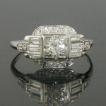 1930's Art Deco Platinum & .70 CTW Diamond Estate Engagement, Wedding Ring, Olde Towne Jewelers, Santa Rosa CA.