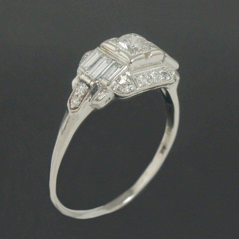 1930's Art Deco Platinum & .70 CTW Diamond Estate Engagement, Wedding Ring, Olde Towne Jewelers, Santa Rosa CA.