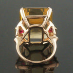 Large Solid 14K Rose Gold, 38 Ct. Citrine & .90 CTW Ruby Estate Cocktail Ring, Olde Towne Jewelers, Santa Rosa CA.