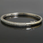 Solid 14K White Gold & 2.50 CTW Pave Diamond 7" Hinged Bangle Bracelet, Olde Towne Jewelers, Santa Rosa CA.