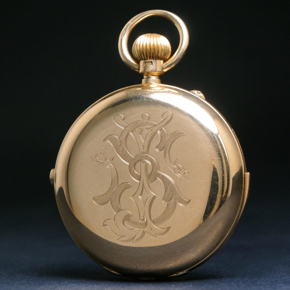 1890s Reed & Sons Large 18K Gold Quarter Hour Repeater Chronograph Pocket Watch