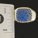 Heavy Solid 14K Gold & Lapis Scalloped Twisted Rope Bezel Estate Signet Ring, Olde Towne Jewelers, Santa Rosa CA.