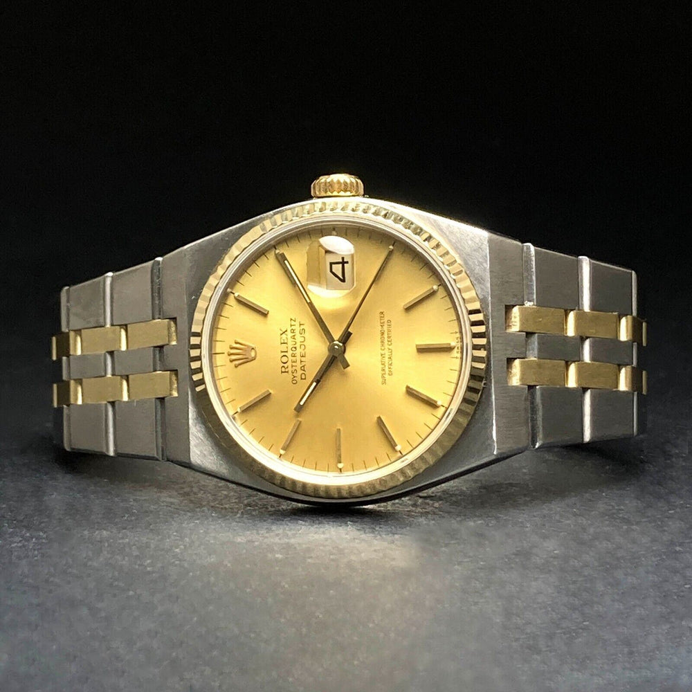 1981 Rolex 17013 Oysterquartz Datejust Gold & Stainless Steel 36mm Watch, MINT
