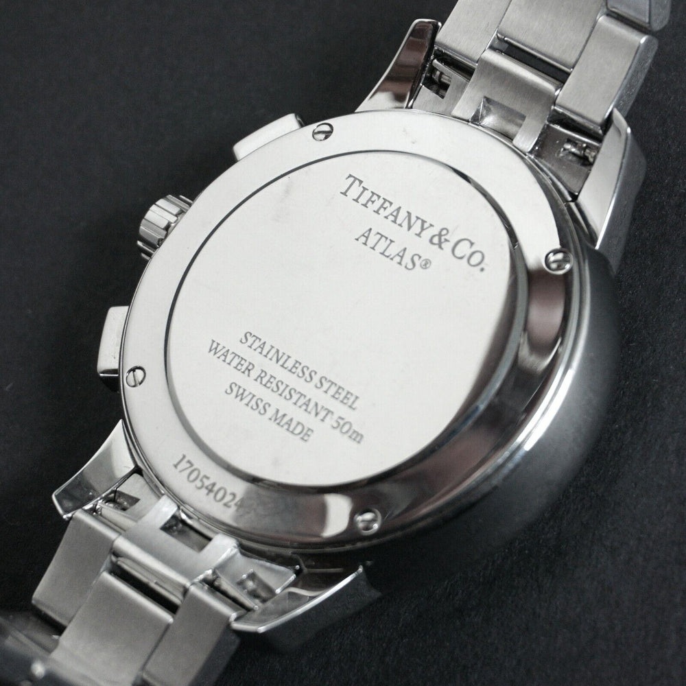 Tiffany & Co Atlas Stainless Steel Diamond Chronograph Bracelet Watch, MINT