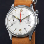 Rare Lemania British Military Stainless Steel One Button Chronograph Watch