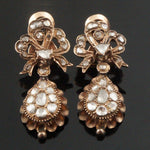 Victorian Solid 10K Gold & 2.50 CTW Rose Cut Diamond Dangle Filigree Earrings
