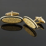 Lucien Piccard Solid 14K Yellow Gold Florentine Sapphire Estate Cufflinks, Olde Towne Jewelers, Santa Rosa CA.