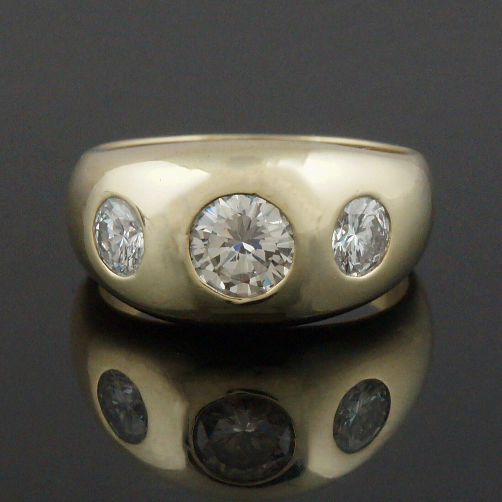 Solid 14K Gold & 1.56 CTW 3 Stone Fancy Light Brown & White Diamond Gypsy Ring, Olde Towne Jewelers, Santa Rosa CA.