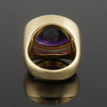 Heavy Modernist Solid 18K Gold & 13.5 Ct Bezel Amethyst Cabochon Estate Ring, Olde Towne Jewelers, Santa Rosa CA.