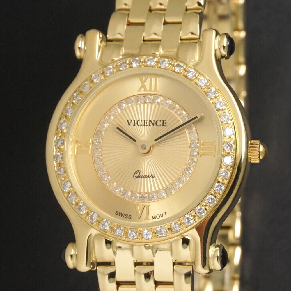 Vicence V40275902 Solid 14K Yellow Gold Diamond Woman's Bracelet