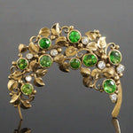 Gilbert Oakes Solid 18K Gold 4.75 CTW Tsavorite Garnet & .35 CTW Diamond Brooch, Olde Towne Jewelers, Santa Rosa CA.