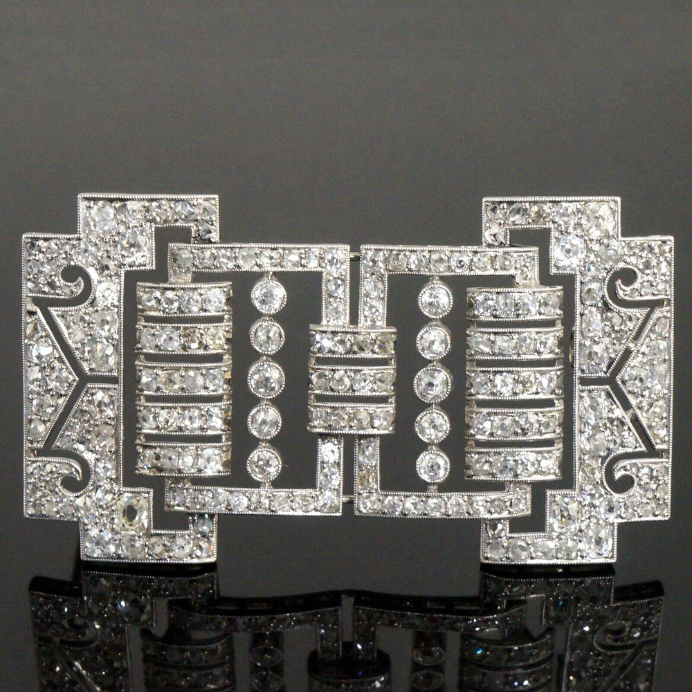 Exquisite C-1920 Art Deco Platinum Filigree & 3.15 CTW OMC Diamond Estate Brooch, Olde Towne Jewelers, Santa Rosa CA.