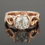 Custom Solid 14K Rose Gold Filigree & 1.60 CTW OMC Diamond Euro Shank Ring, Olde Towne Jewelers, Santa Rosa CA.