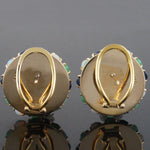 Solid 14K Gold & Sapphire, Ruby & Opal Cabochon Domed Omega Earrings, Olde Towne Jewelers, Santa Rosa CA.