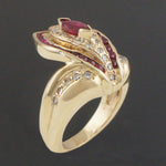 Heavy Retro Solid 18K Yellow Gold, 1.90 CTW Ruby & .64 CTW Diamond Estate Ring, Olde Towne Jewelers, Santa Rosa CA.