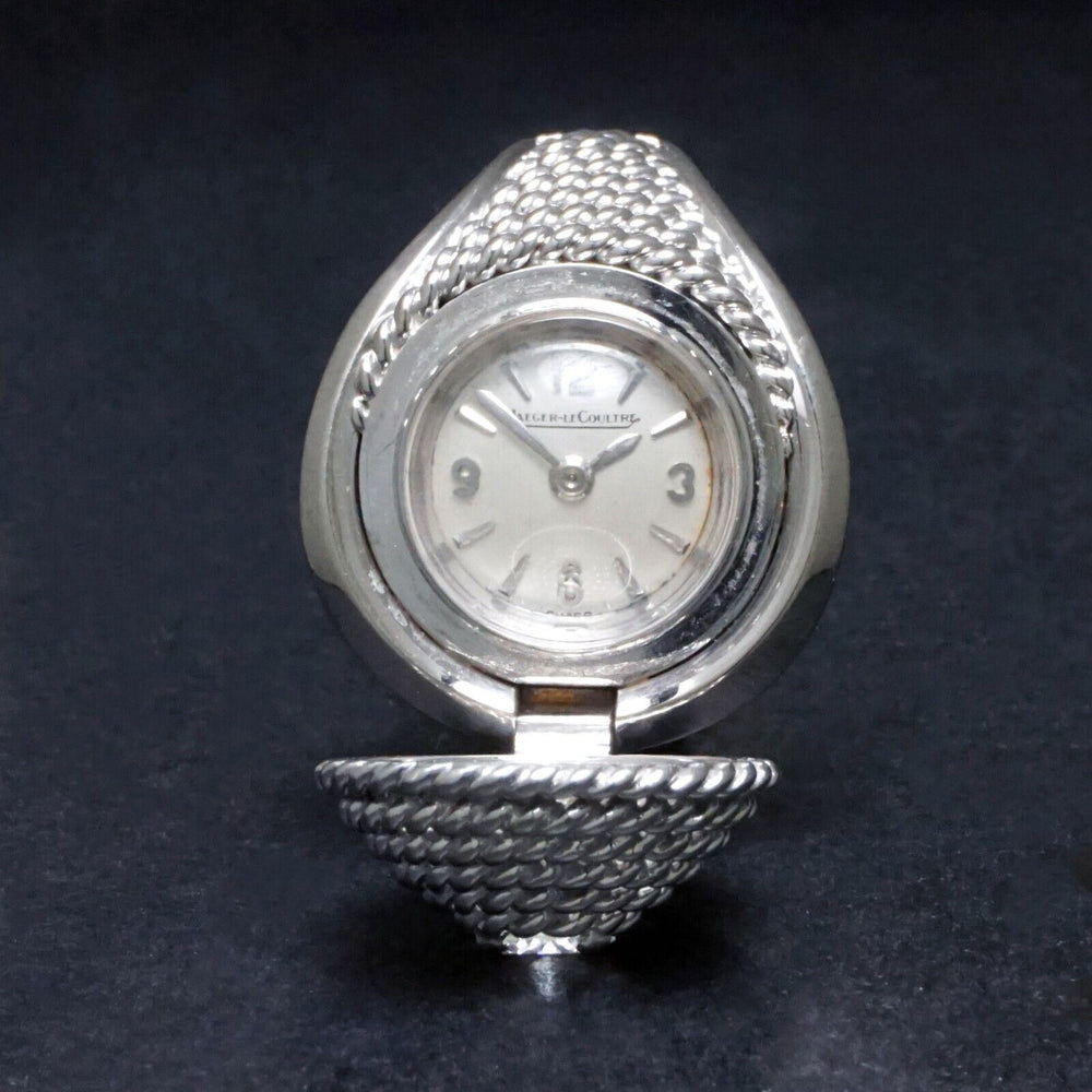 Rare Vintage Jaeger LeCoultre 18K White Gold & Diamond Flip Top Ring Watch, MINT, Olde Towne Jewelers, Santa Rosa CA.