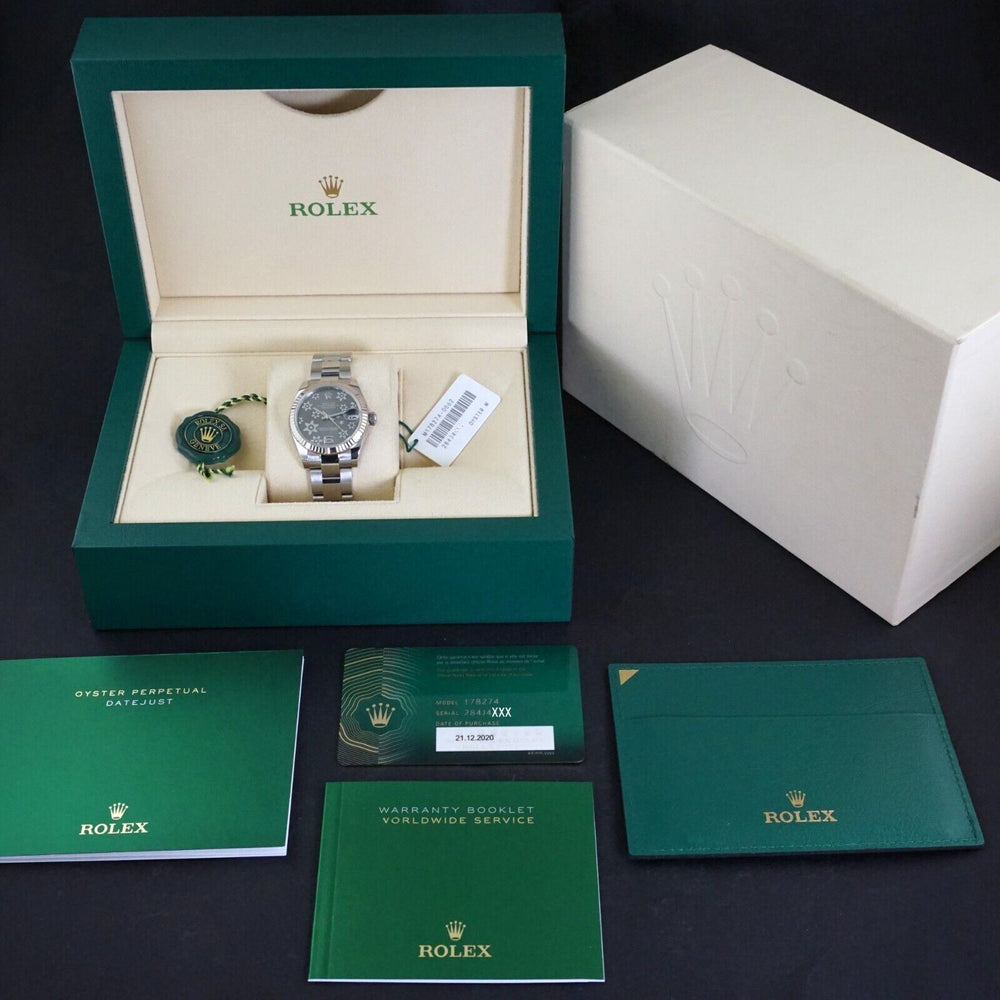 Rolex Datejust Rhodium Flower Dial 178274 18K Stainless Steel 31mm Watch