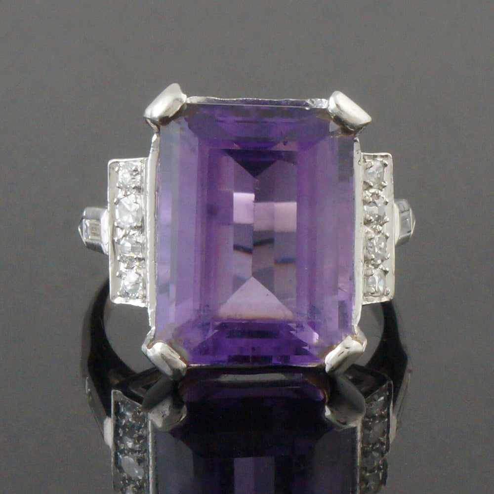 Platinum Filigree 12.4 Ct Amethyst & .24 CTW Diamond Accent Estate Cocktail Ring, Olde Towne Jewelers, Santa Rosa CA.
