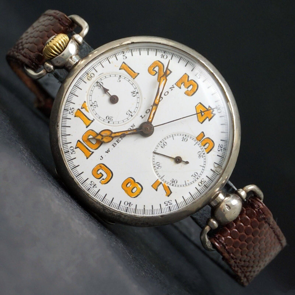 Stunning J. W. Benson London One Button Chronograph Oversize 37mm Watch